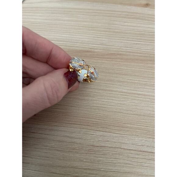 Noir Frogs Kissing CZ Gold Ring, Size 7 - Picture 3 of 5
